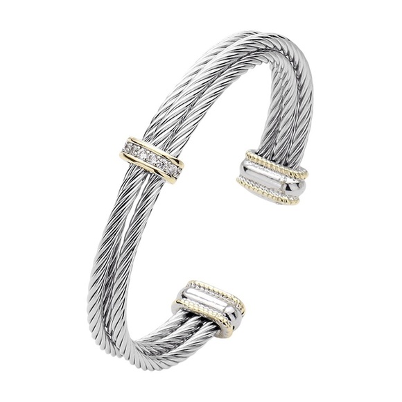 Triple Cable Cuff with Pave Embellishment - Picture 2 of 2